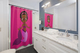 Pink Melanin Mermaid Shower Curtain
